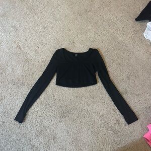 Shein Cropped Ribbed Long Sleeve